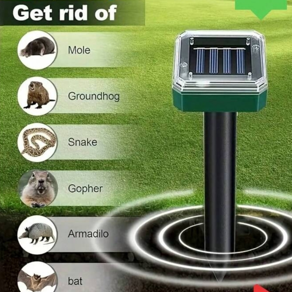 Solar Power Ultrasonic Mice Rat Mole Squirrel Pest Snake Deer Pest Repellent